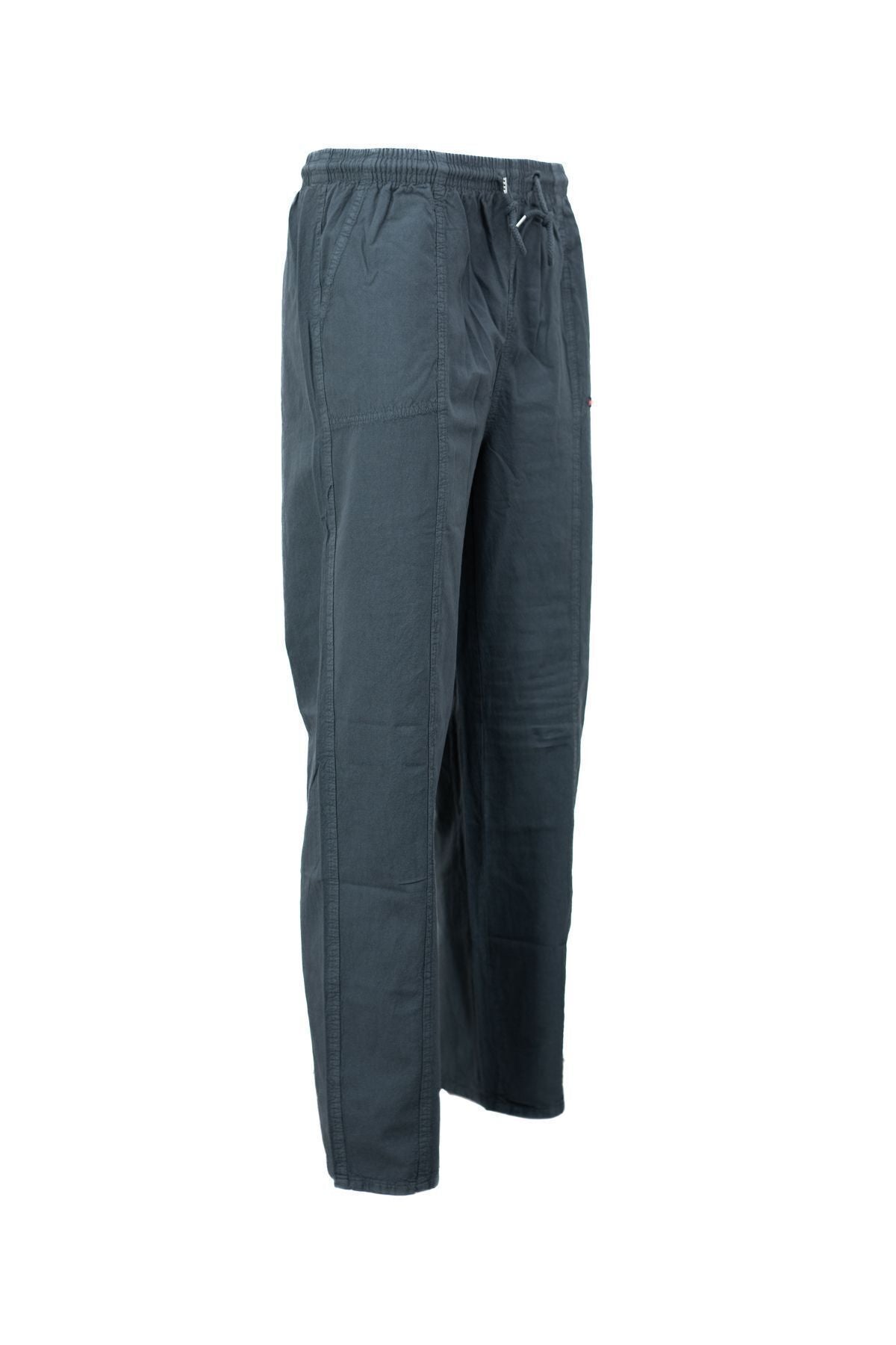 Erkek %100 Saf Pamuk Kumaş Pantolon Düz Paça Yanlardan Cepli Beli Bağcıklı Tam Kalıp